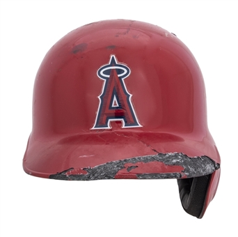 2016 Albert Pujols Game Used LA Angels Batting Helmet Used To Pass McGwire & Move Into Top 10 on All Time Home Run List & Photo Matched To 33 Games (MLB Authenticated & Resolution Photomatching)